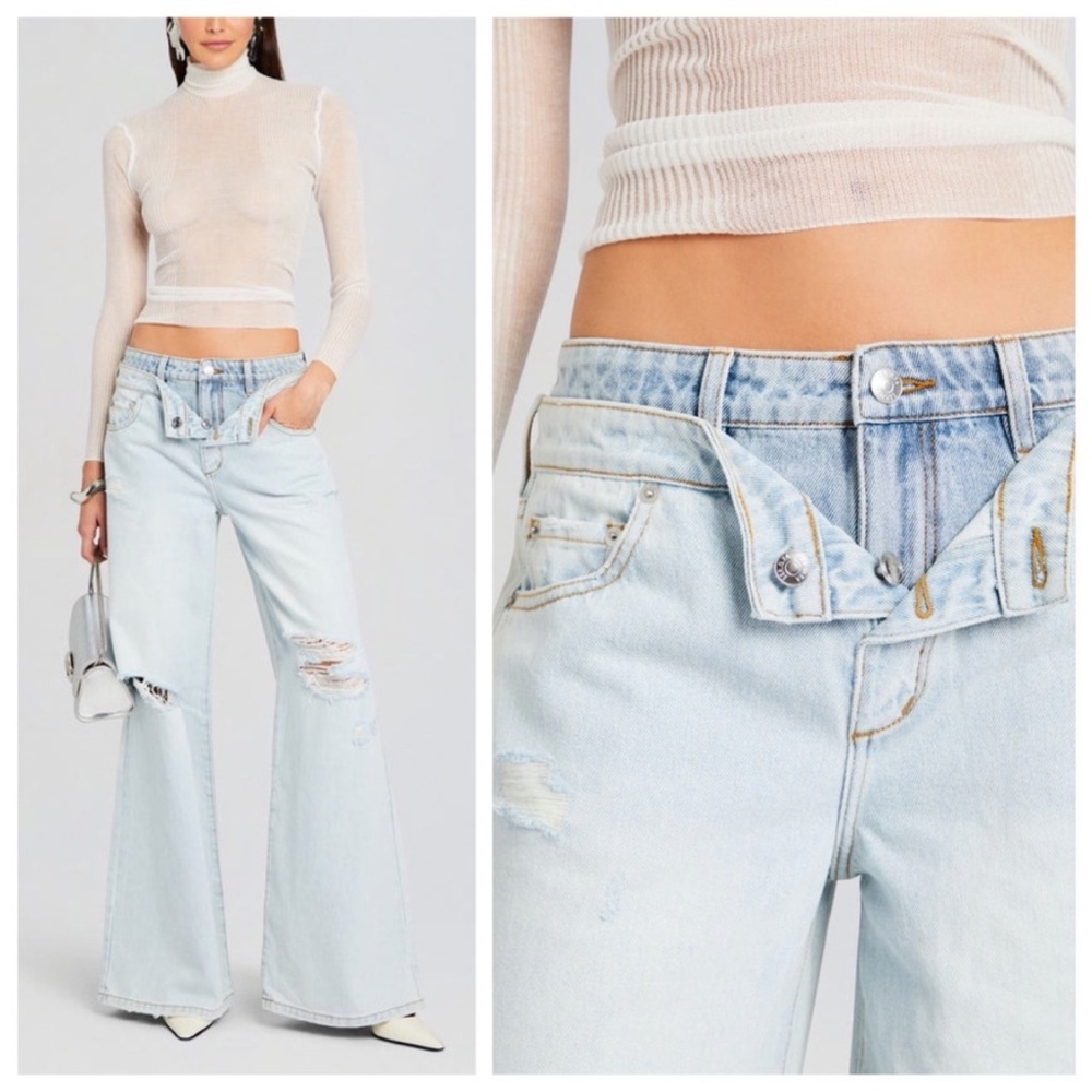 SER.O.YA Saphira Double Waistband Wide Leg Jeans in Skylight NWT